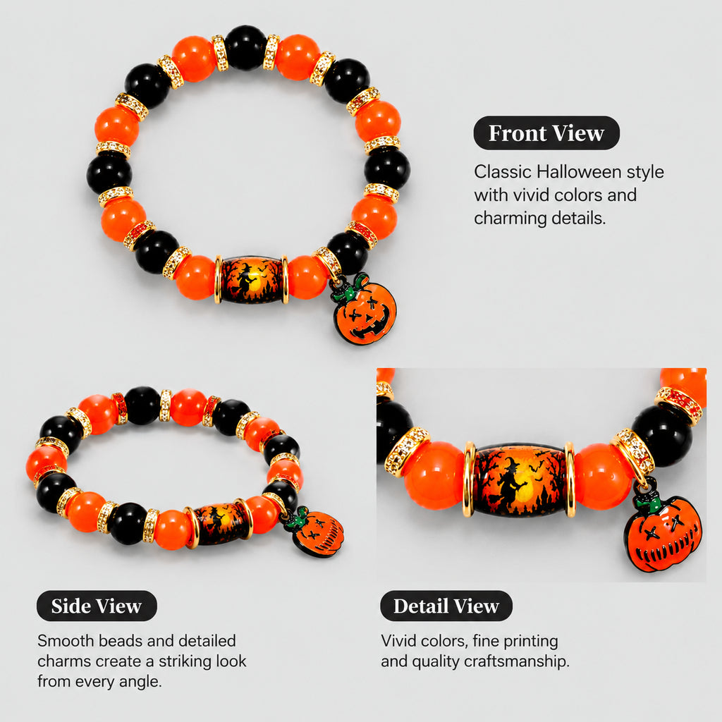 Limited Edition Halloween Crystal Beaded Bracelet (6 Spooky Styles)