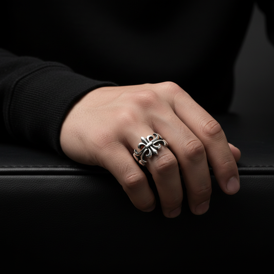 Vintage Cross Ring worn