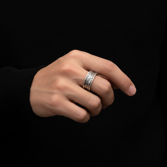 Graffiti Letter Ring worn