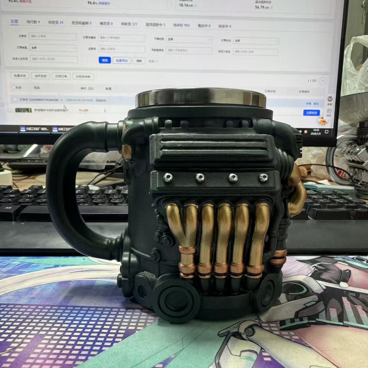 3D V12 Engine Mug - Muscle Car Motor Coffee Cup | Stainless Steel Mechanic Mug