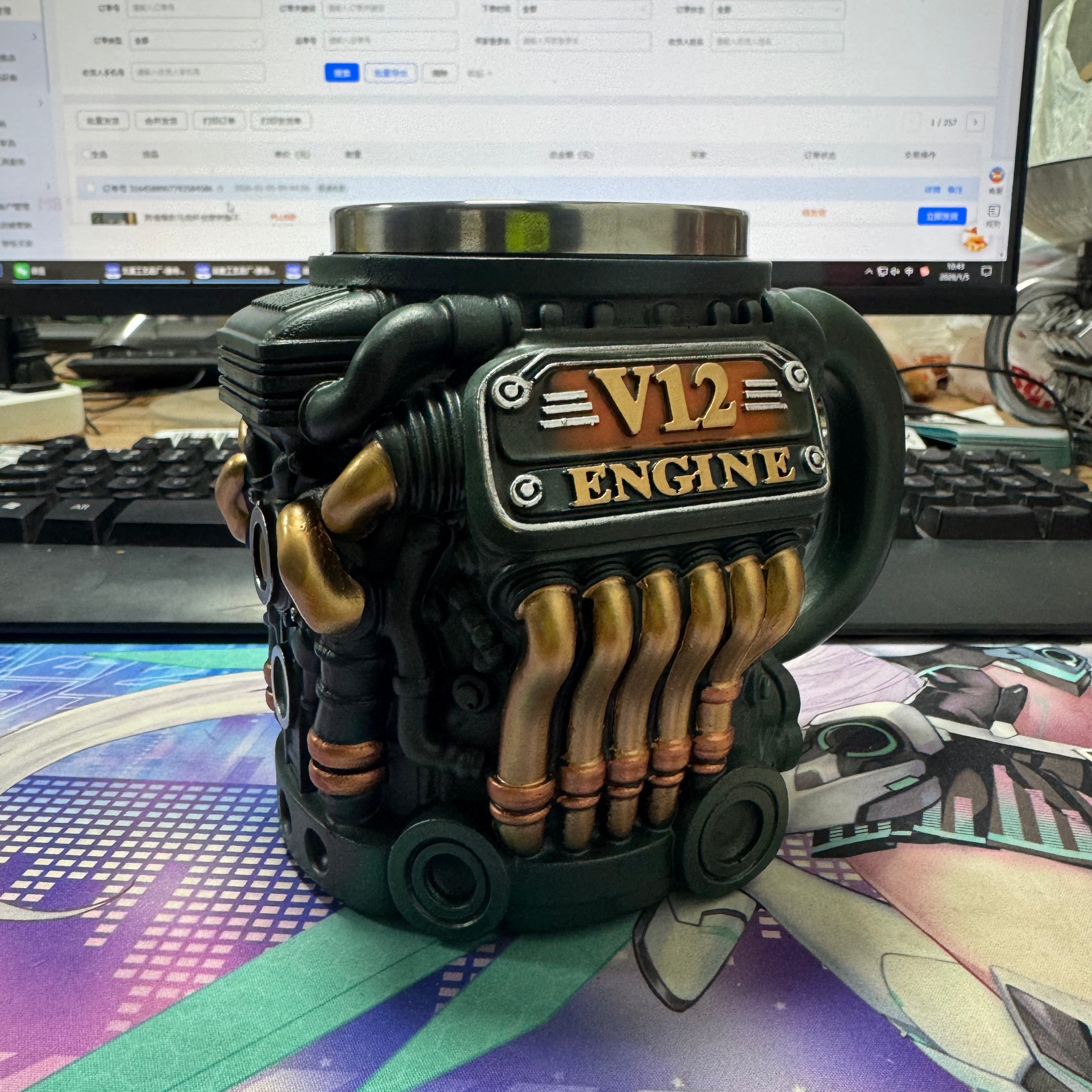 3D V12 Engine Mug - Muscle Car Motor Coffee Cup | Stainless Steel Mechanic Mug