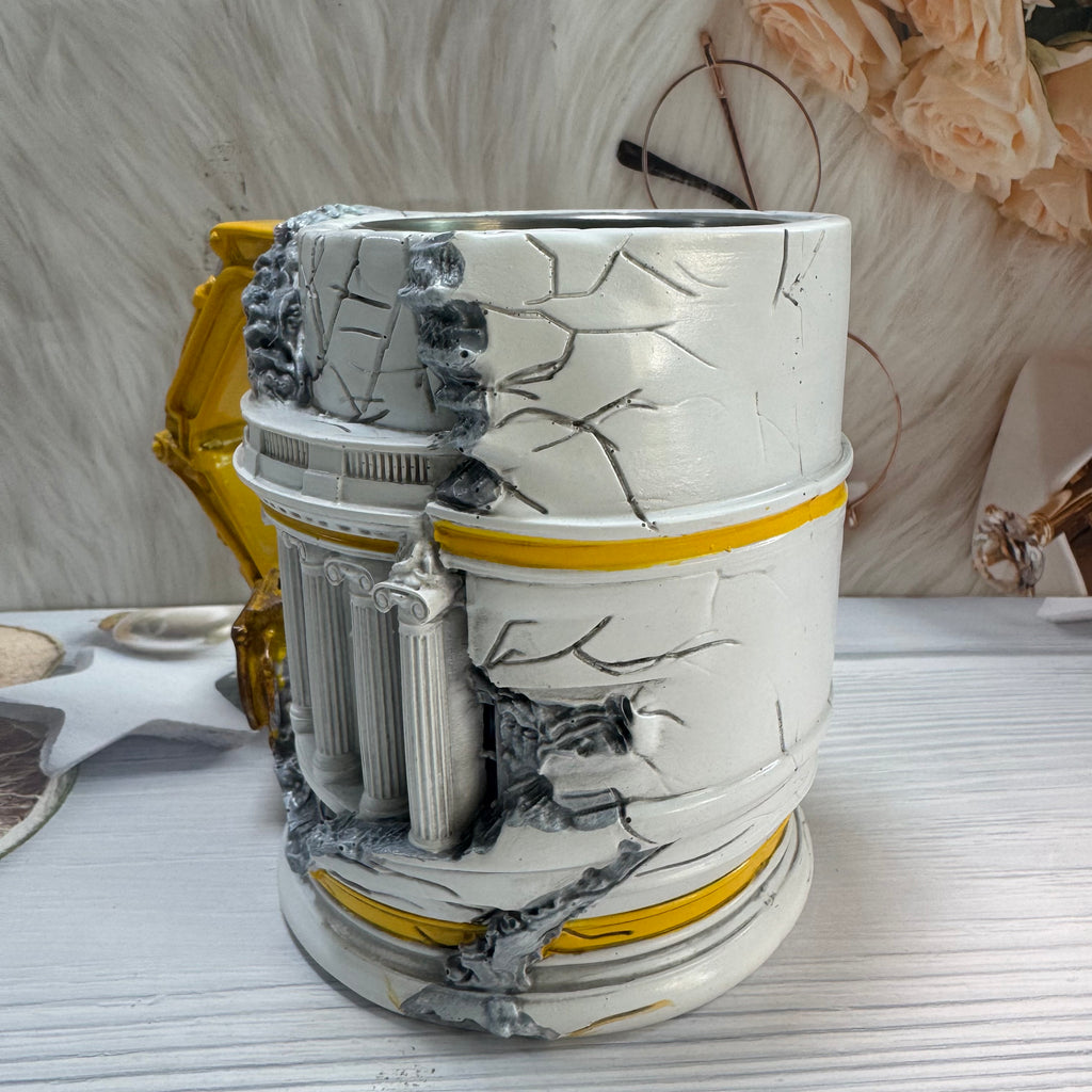 3D Excavator Construction Mug - Ruins Building Coffee Cup | Stainless Steel Heavy Machinery Mug