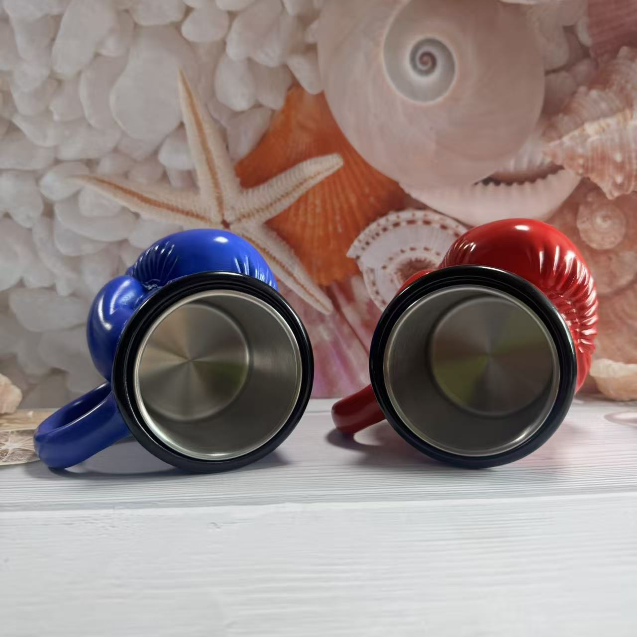 3D Boxing Glove Mug - Red & Blue | Stainless Steel Fighter Coffee Cup for Sports Fans