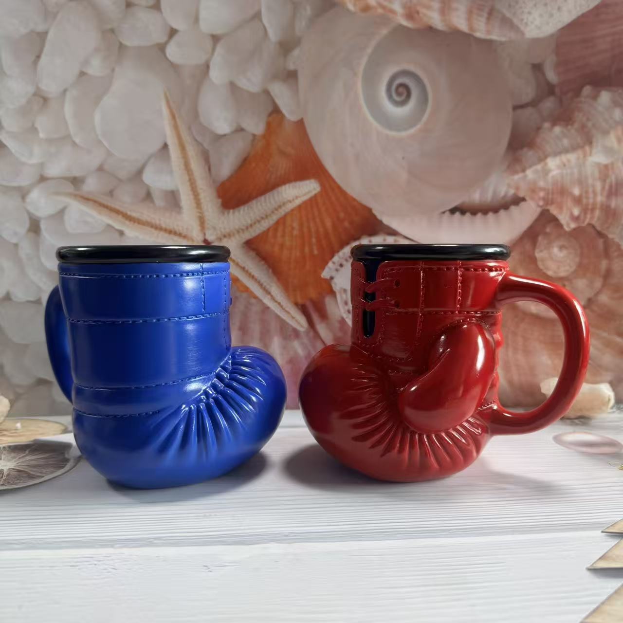 3D Boxing Glove Mug - Red & Blue | Stainless Steel Fighter Coffee Cup for Sports Fans