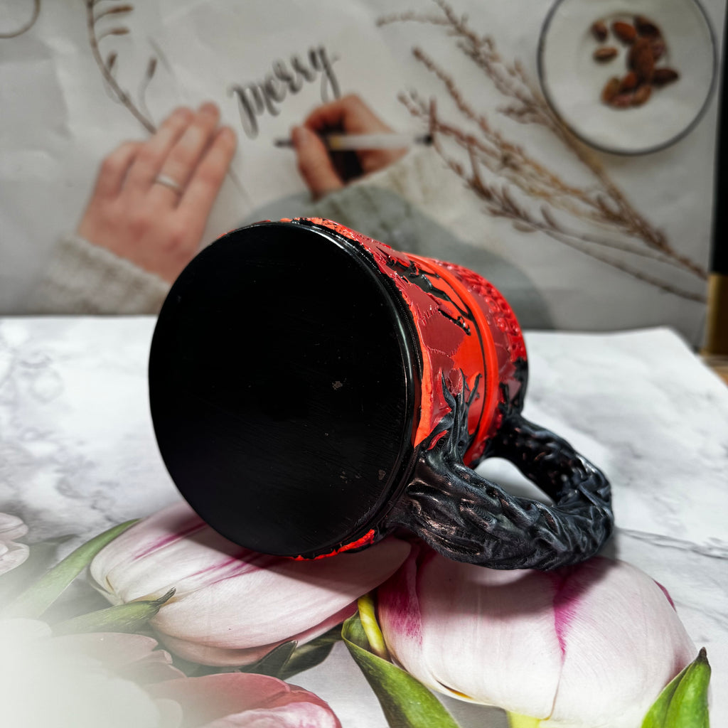 Stranger Things 3D Mug - Upside Down Forest Scene | Stainless Steel Horror Coffee Cup with Vine Handle