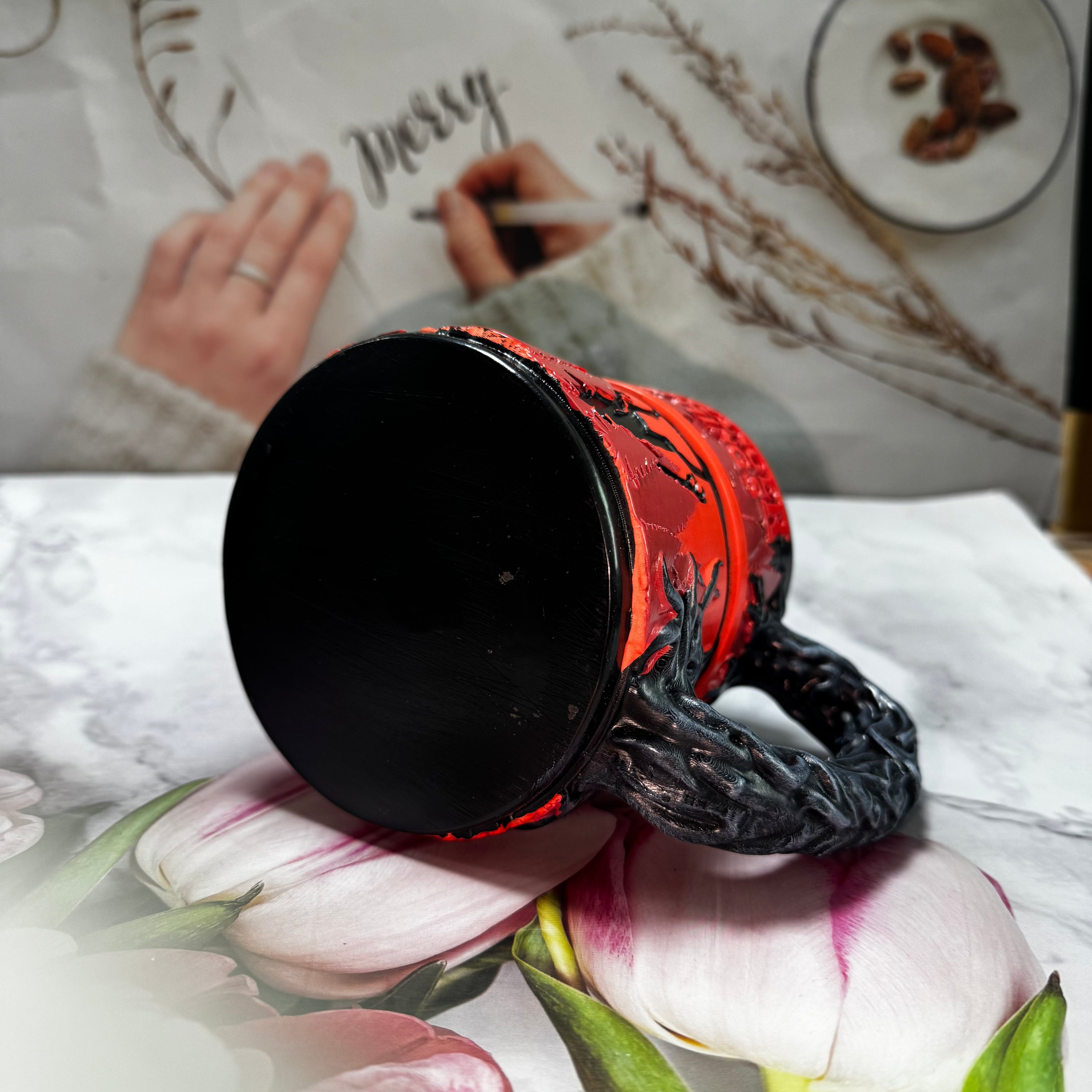 Stranger Things 3D Mug - Upside Down Forest Scene | Stainless Steel Horror Coffee Cup with Vine Handle