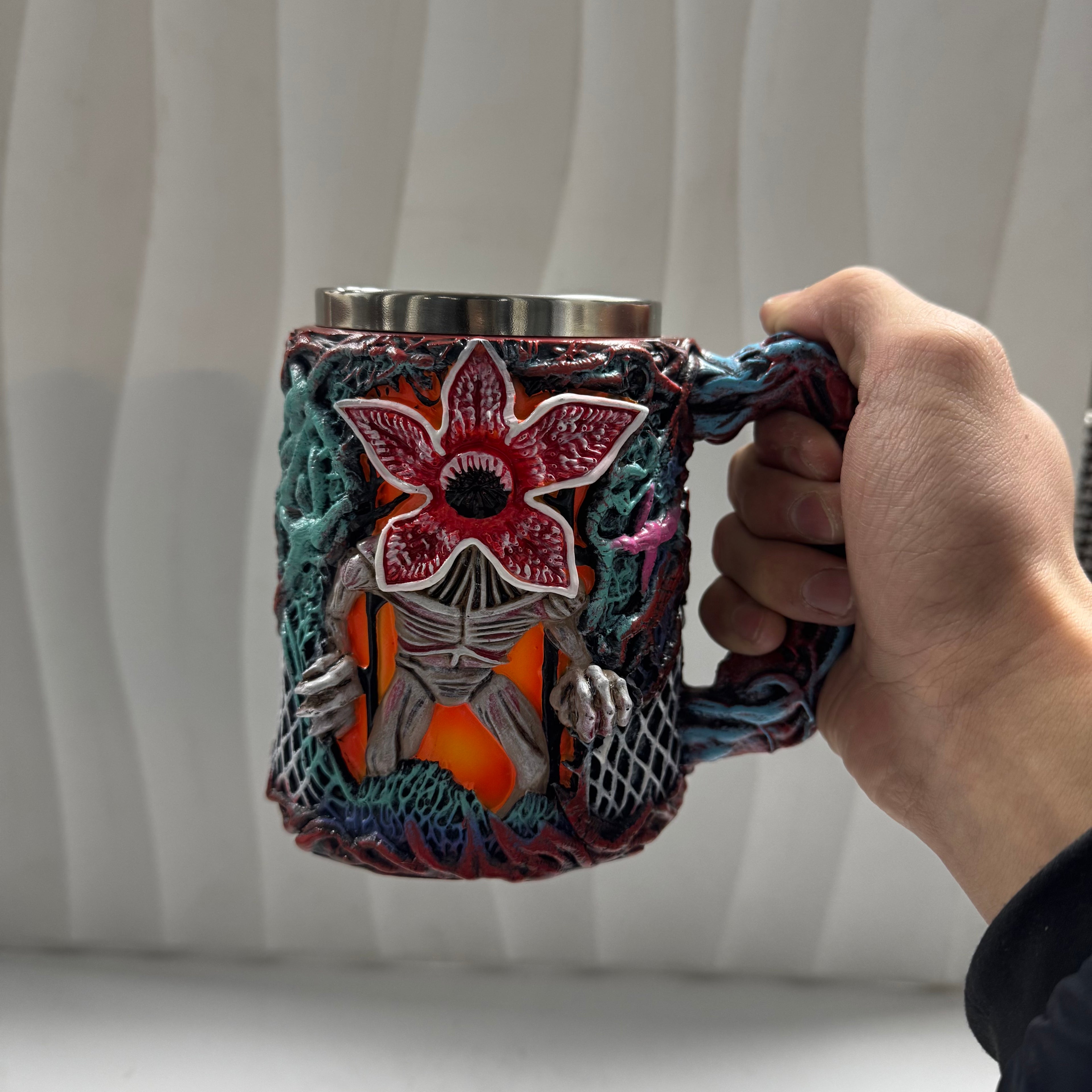 Stranger Things Demogorgon 3D Mug - Monster Flower Face | Stainless Steel Horror Coffee Cup