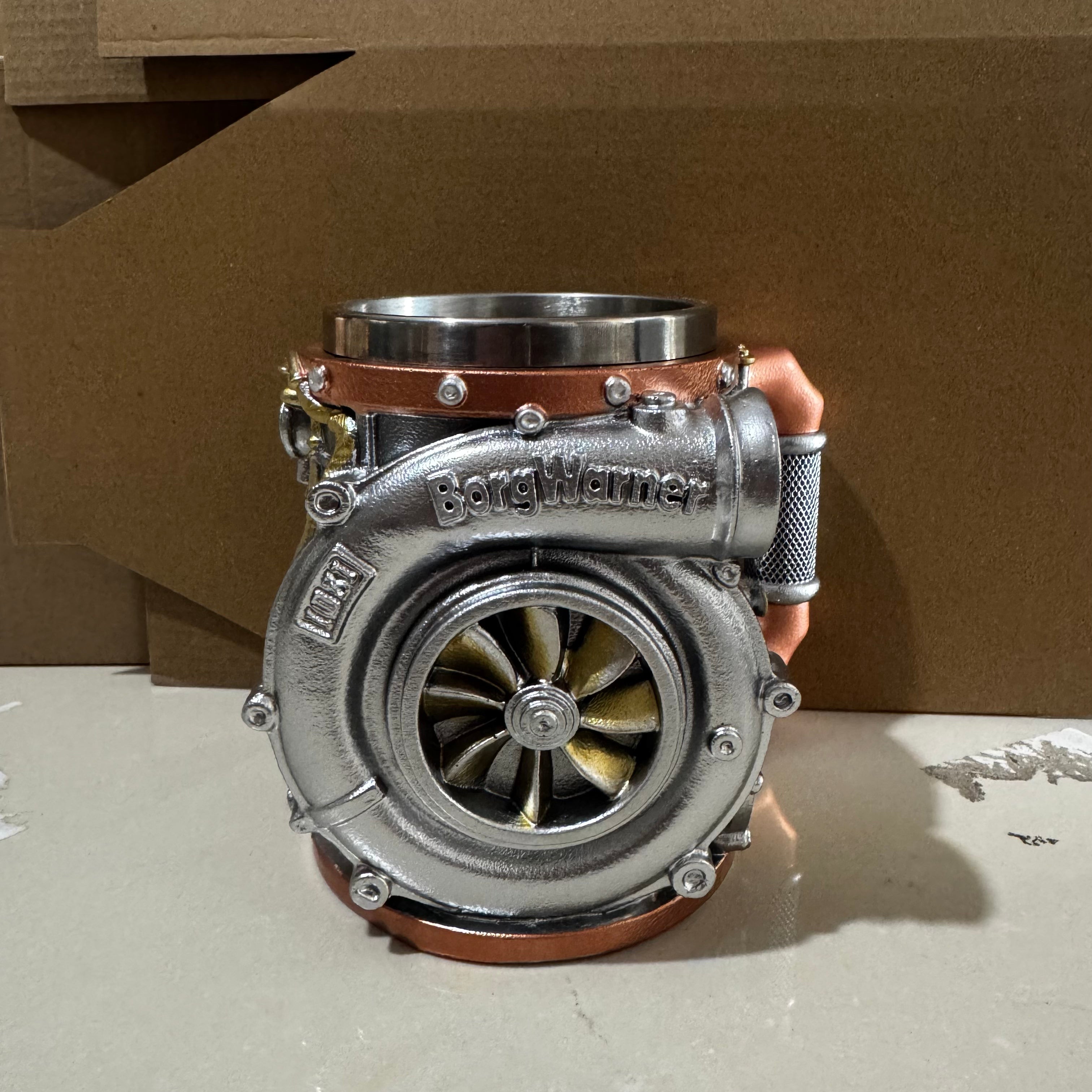 3D BorgWarner Turbocharger Mug - Turbo Engine Coffee Cup | Stainless Steel Car Mug