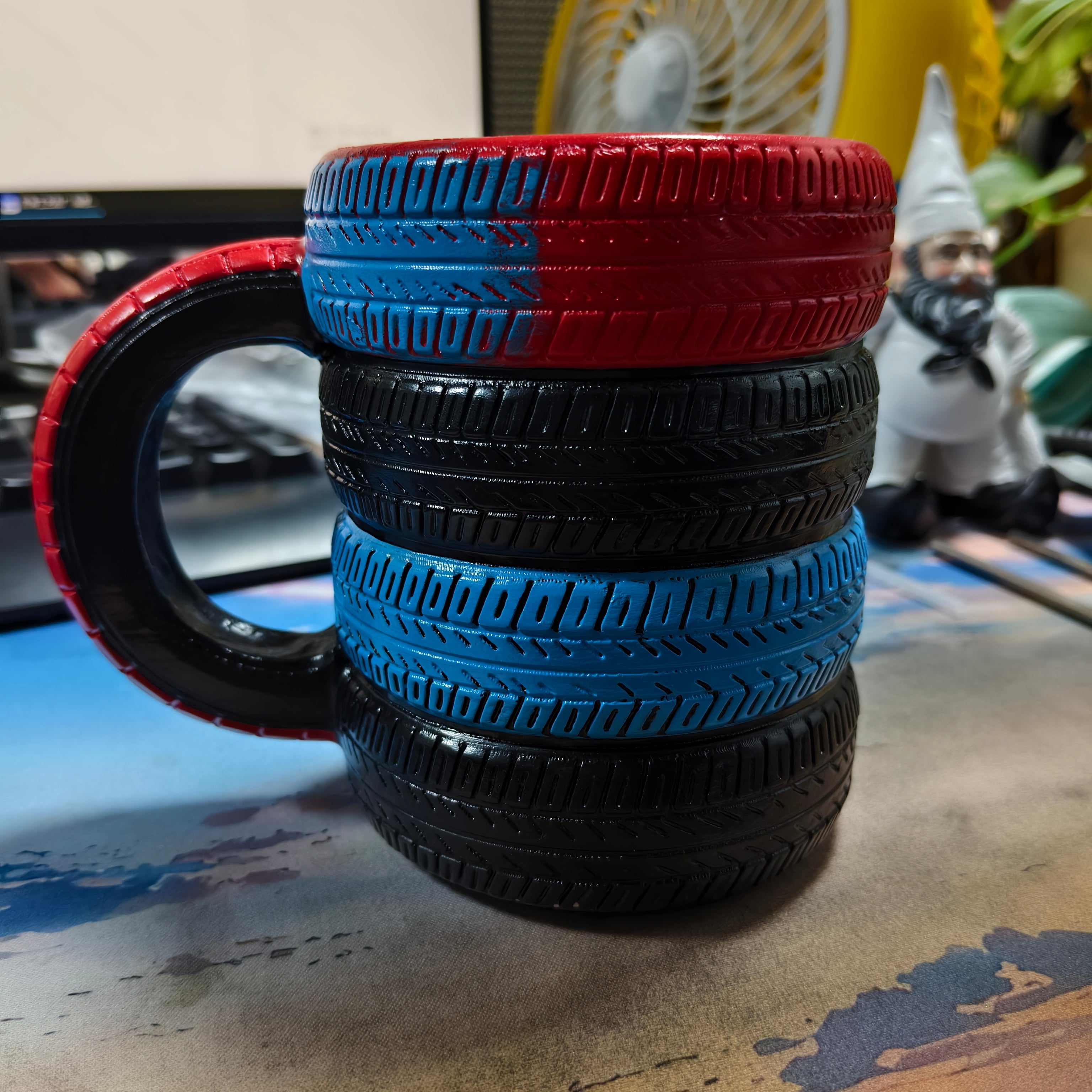 3D Tire Mug - Ultimate Racing Fan Gift | Realistic Multi-Color Stainless Steel Coffee Cup for Car Lovers