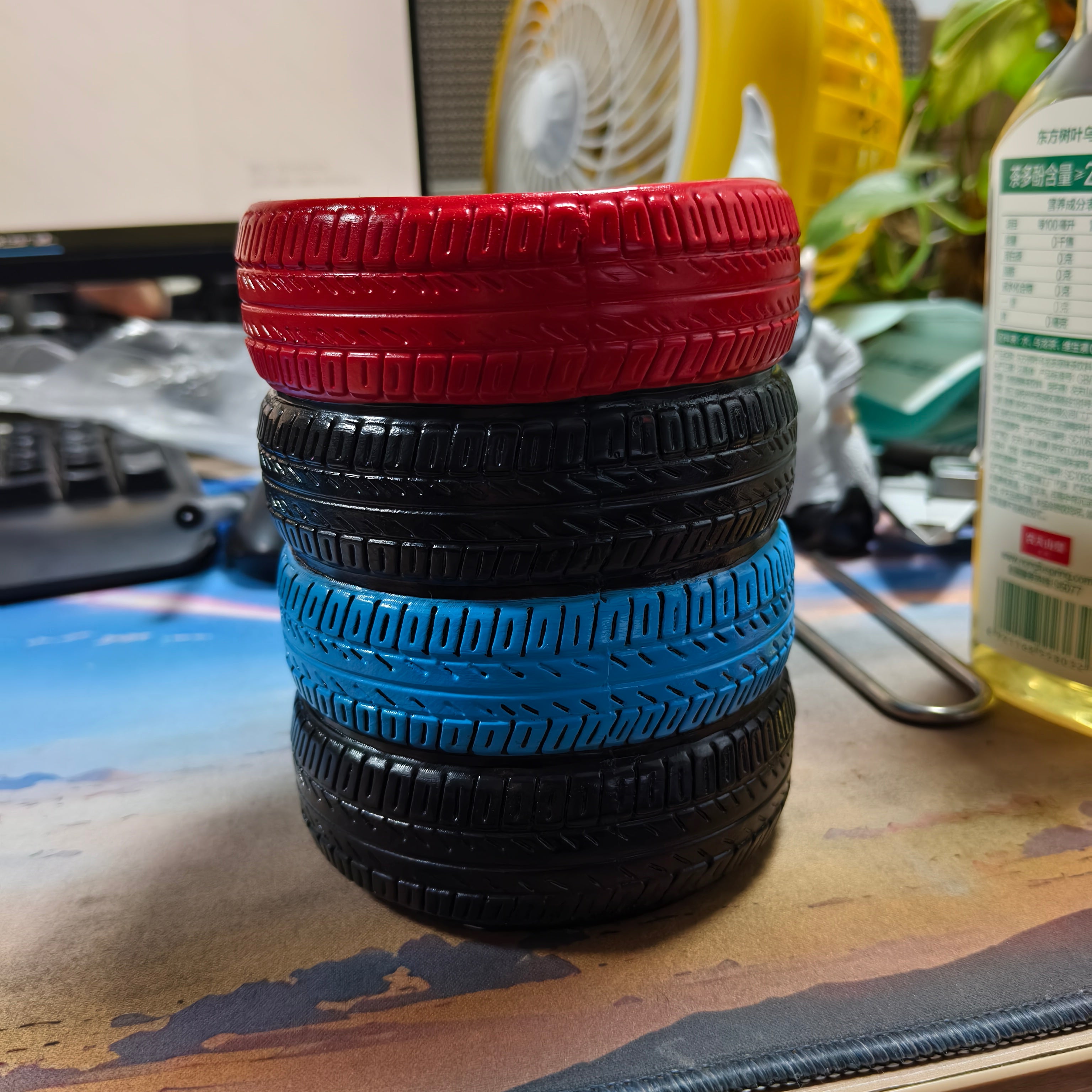 3D Tire Mug - Ultimate Racing Fan Gift | Realistic Multi-Color Stainless Steel Coffee Cup for Car Lovers