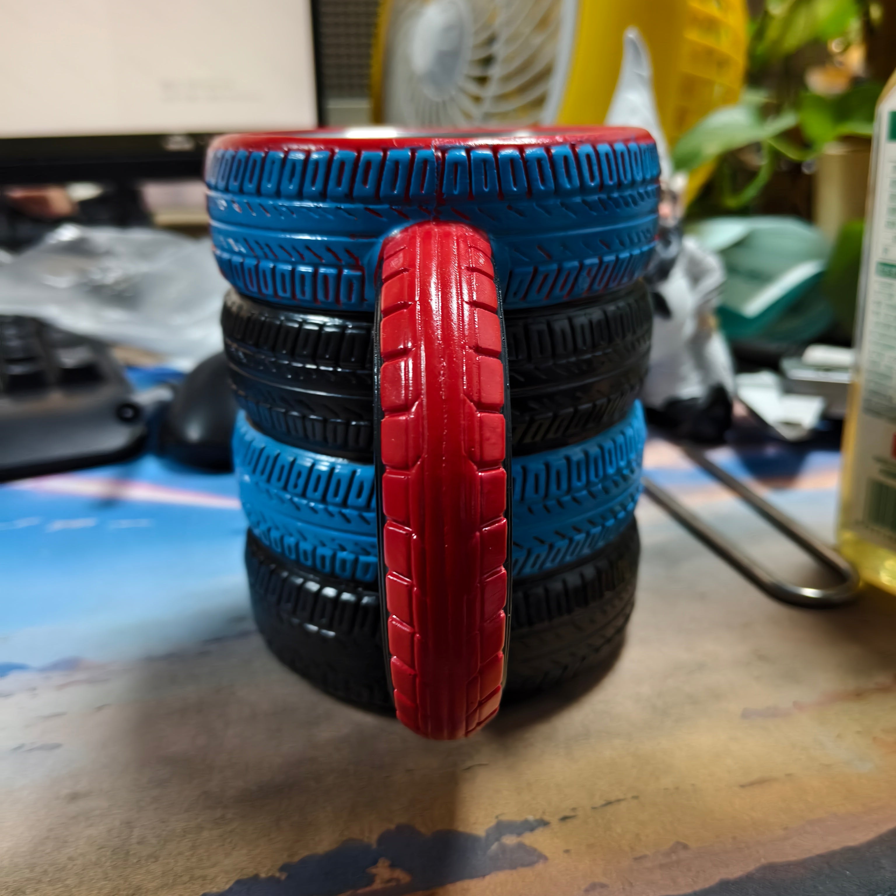 3D Tire Mug - Ultimate Racing Fan Gift | Realistic Multi-Color Stainless Steel Coffee Cup for Car Lovers