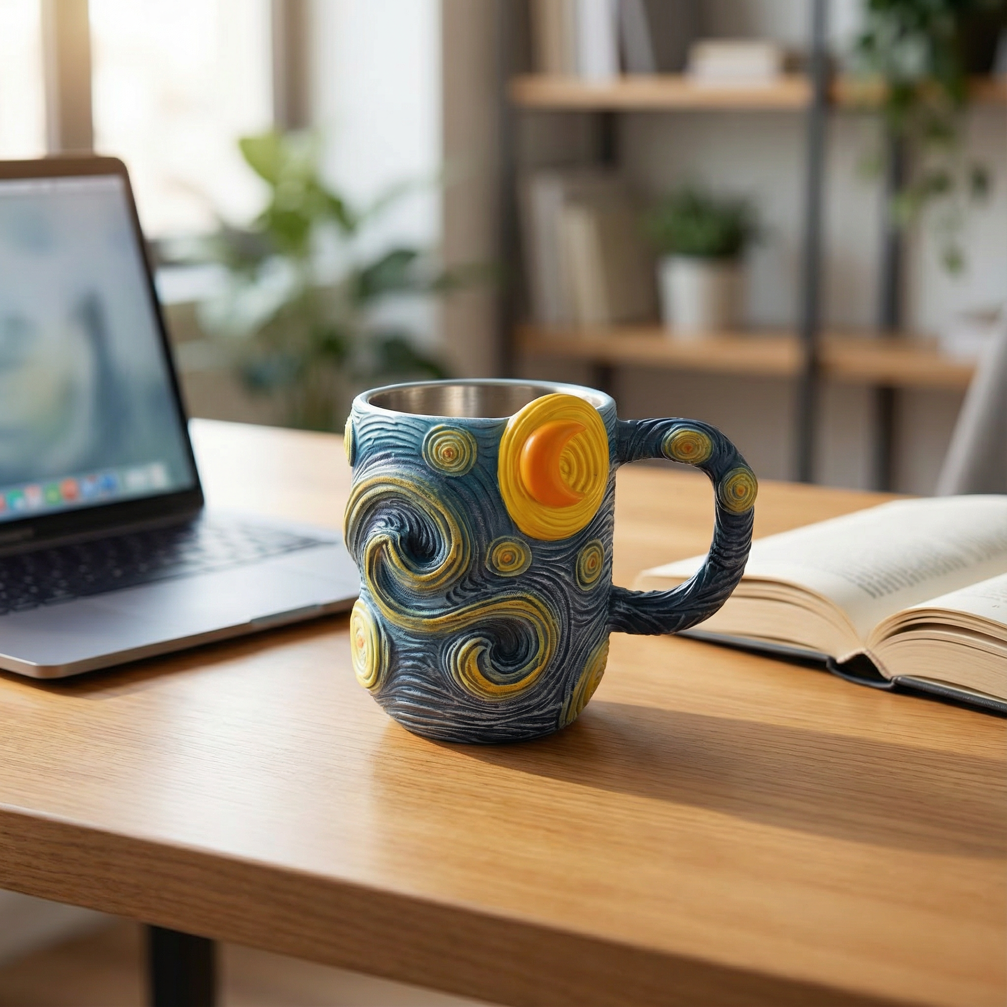 3D Van Gogh Starry Night Mug - Artistic Coffee Cup | Stainless Steel Impressionist Mug