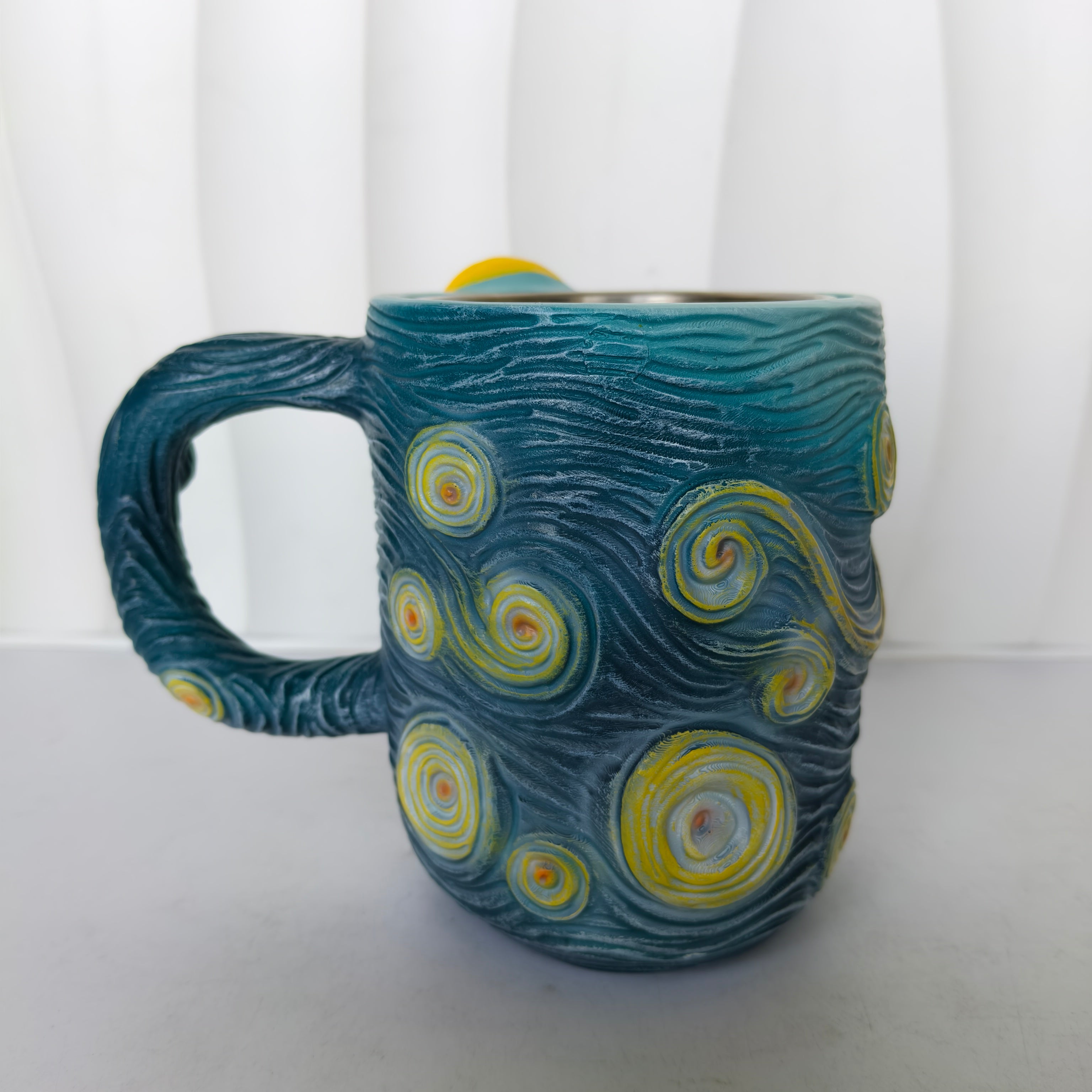 3D Van Gogh Starry Night Mug - Artistic Coffee Cup | Stainless Steel Impressionist Mug
