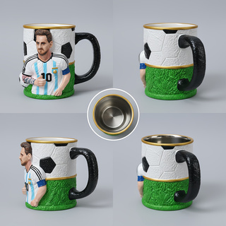 Messi Argentina 3D Soccer Mug - World Cup Champion #10 | Stainless Steel Football Coffee Cup