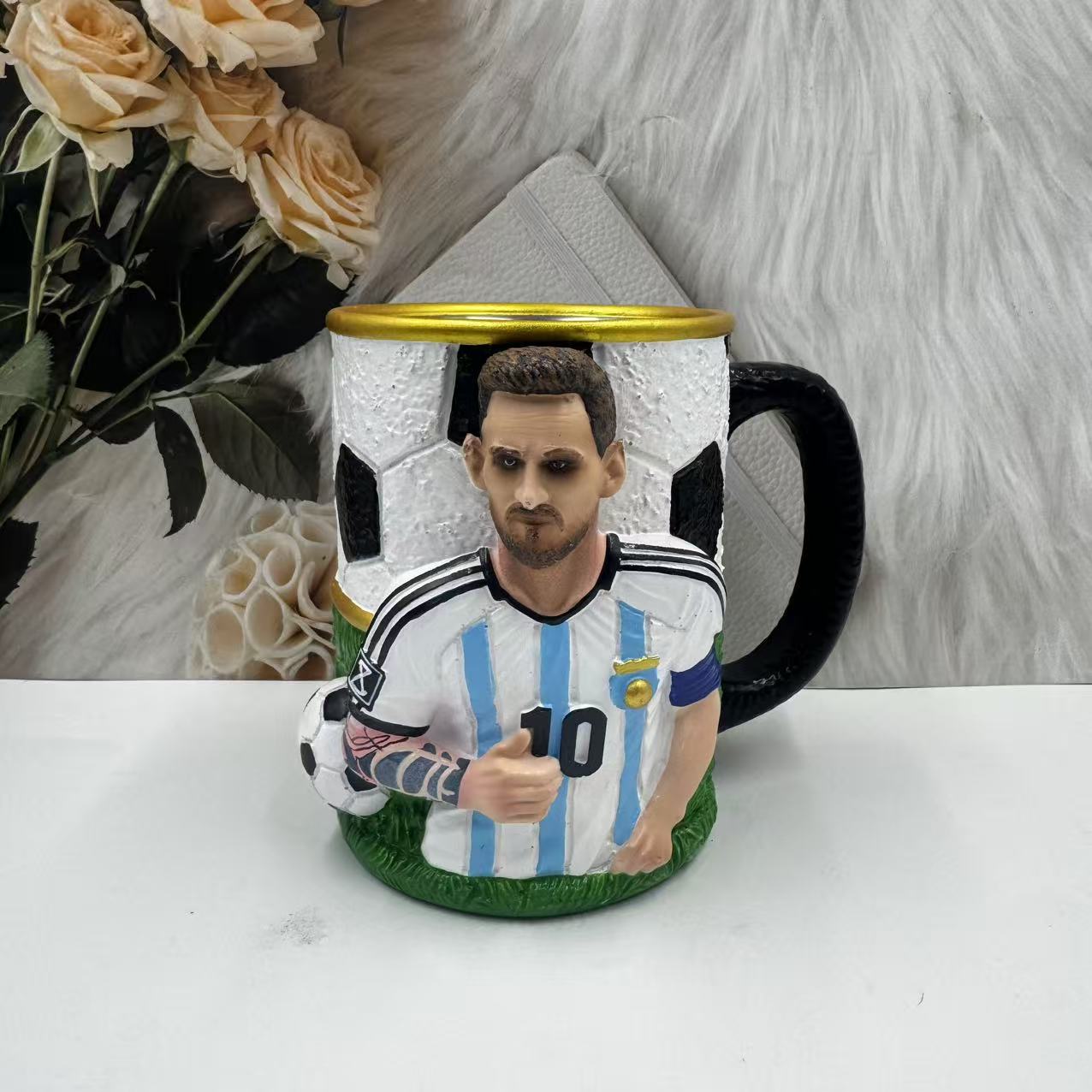 Messi Argentina 3D Soccer Mug - World Cup Champion #10 | Stainless Steel Football Coffee Cup