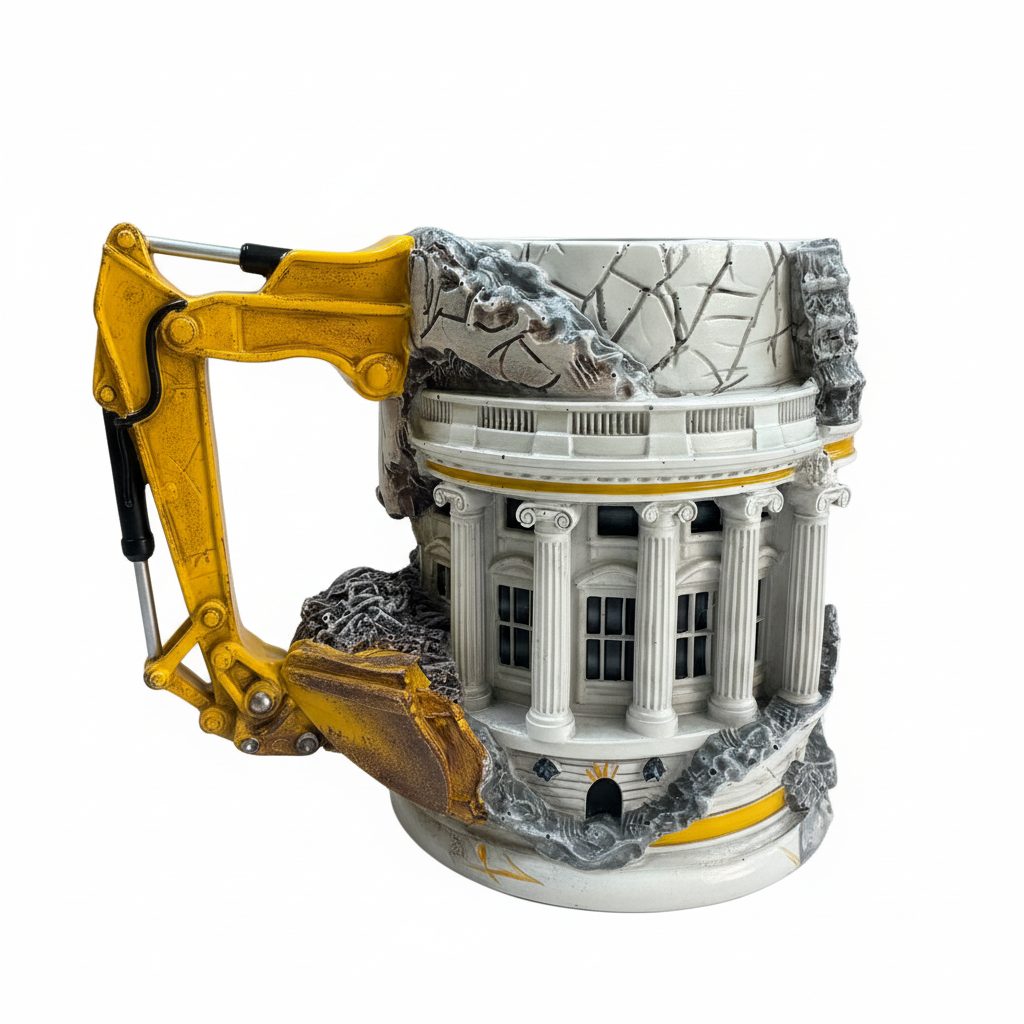 3D Excavator Construction Mug - White Background