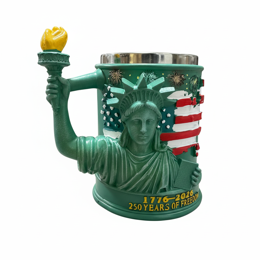 3D Statue of Liberty 250 Years Mug - White Background