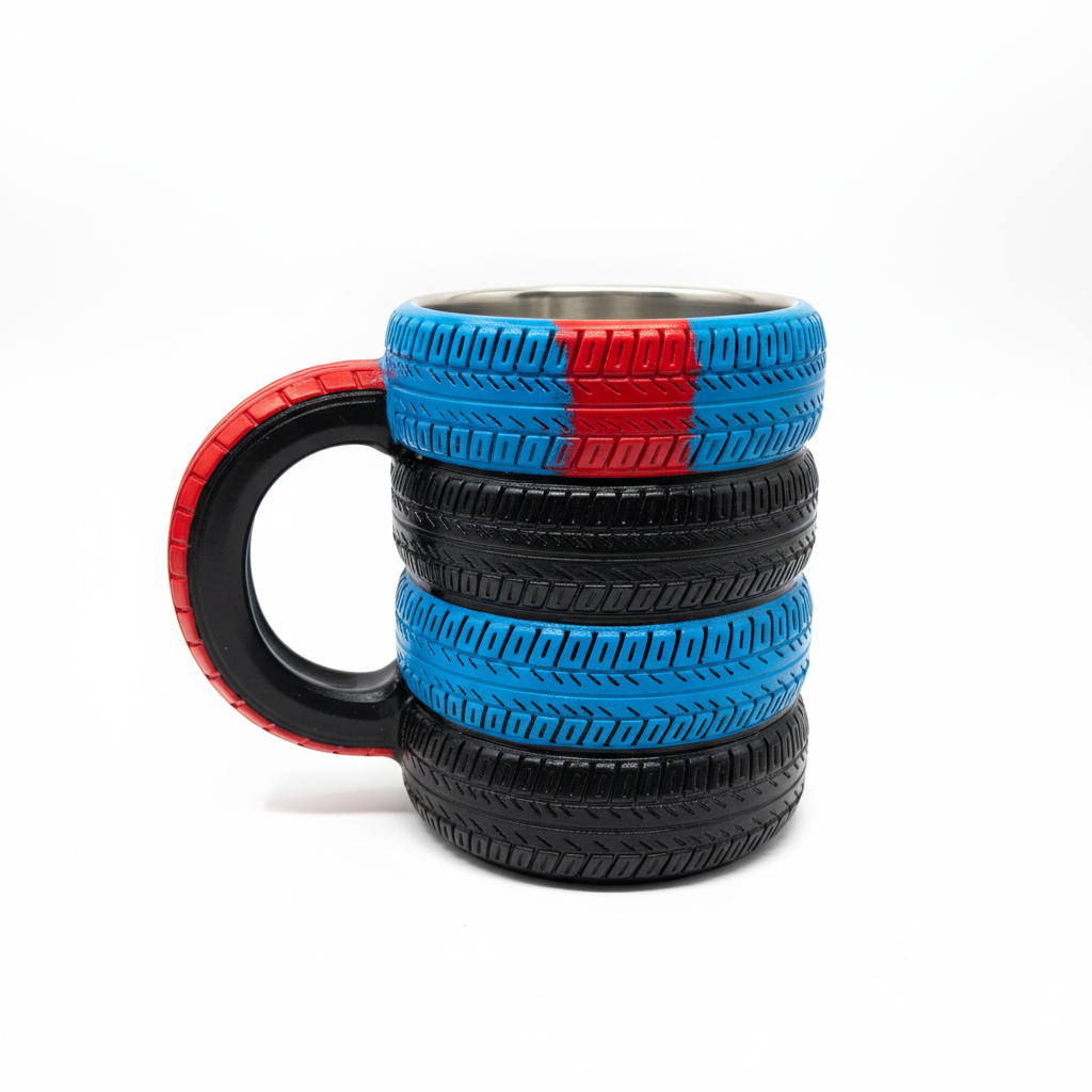 3D Tire Mug White Background