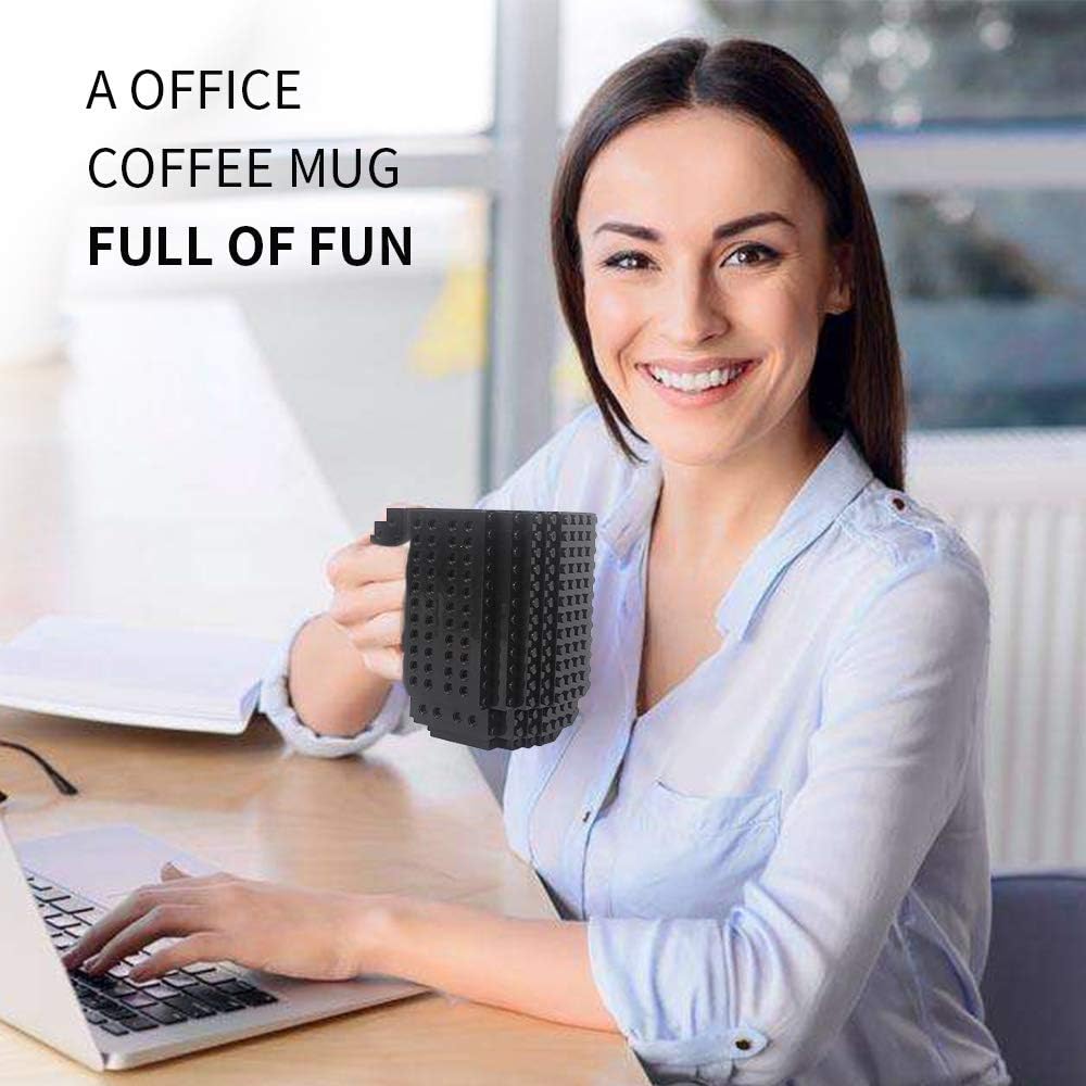 Build-on Brick Coffee Mug, Funny DIY Novelty Cup with Building Blocks Creative for Kids Men Women Xmas Birthday