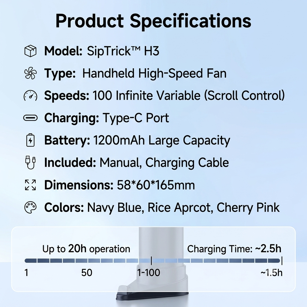 SipTrick™ H3 Handheld High-Speed Fan