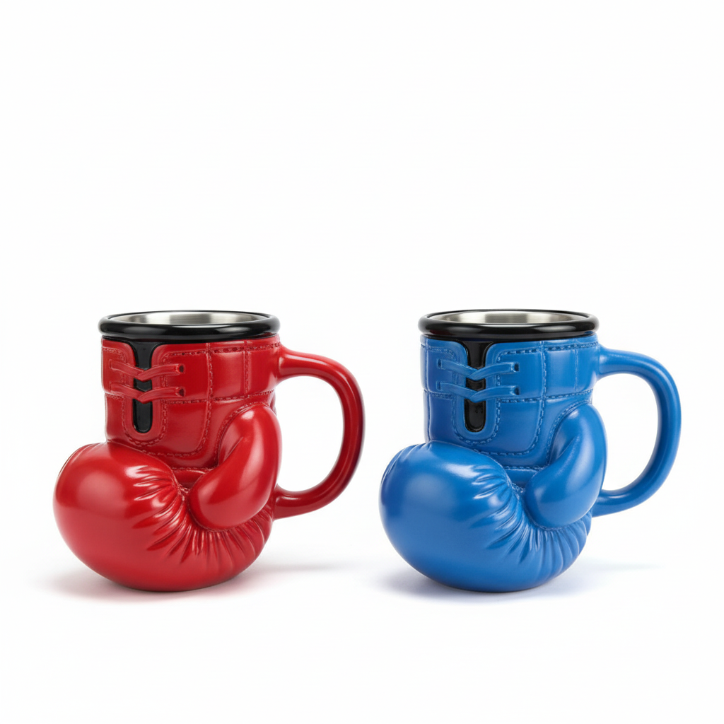 Blue and Red Boxing Glove Mugs - White Background 1:1