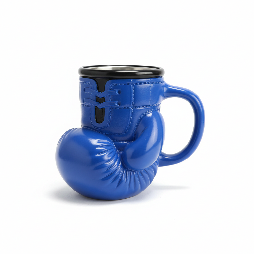 3D Boxing Glove Mug - Red & Blue | Stainless Steel Fighter Coffee Cup for Sports Fans
