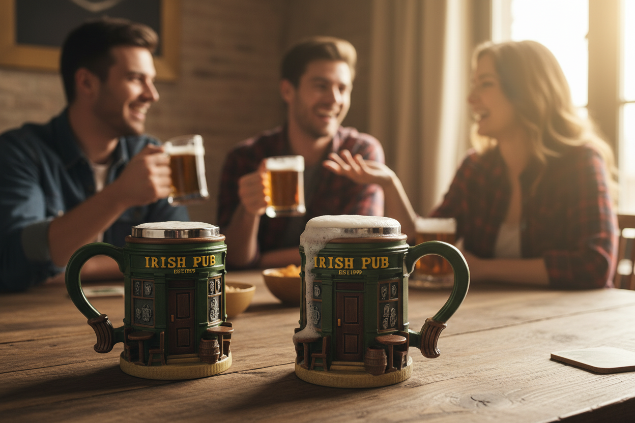 Friends with Irish Pub Mugs