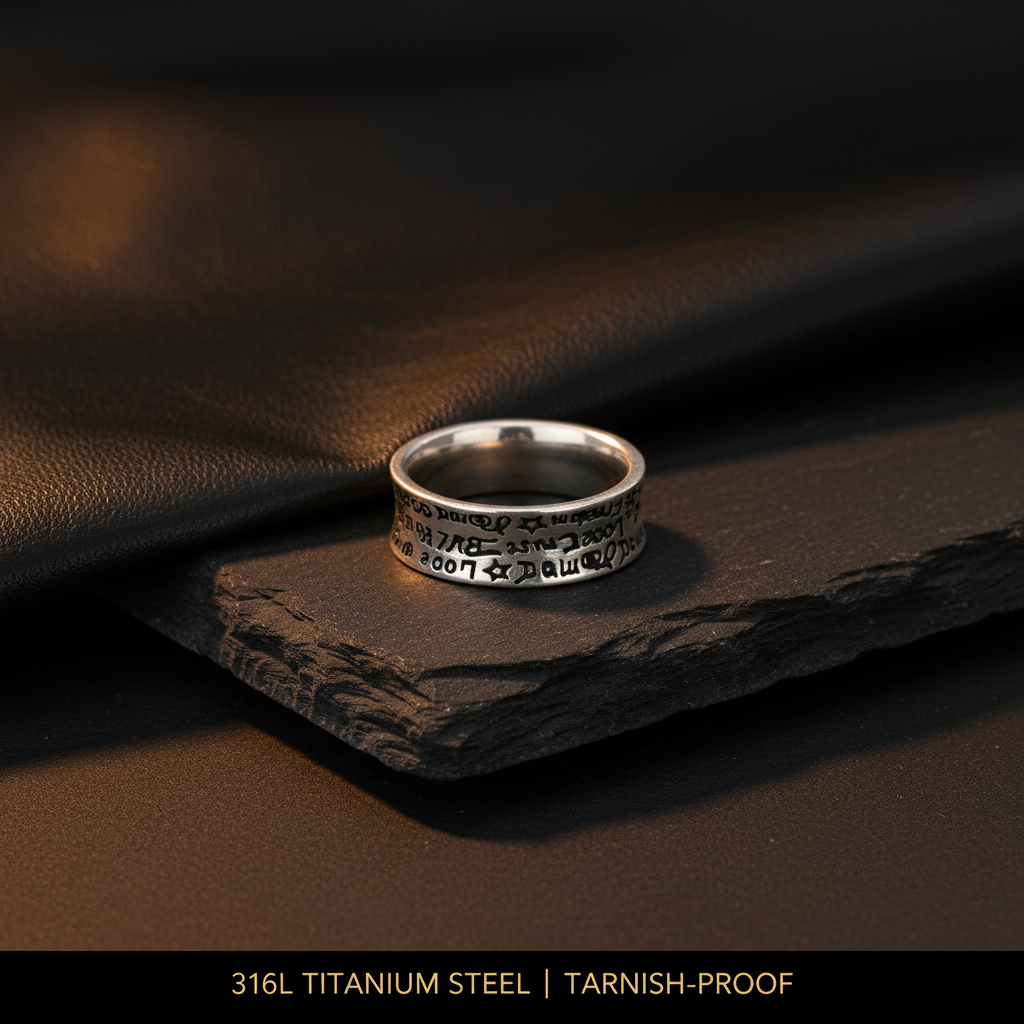 Graffiti Letter Ring material 316L titanium steel