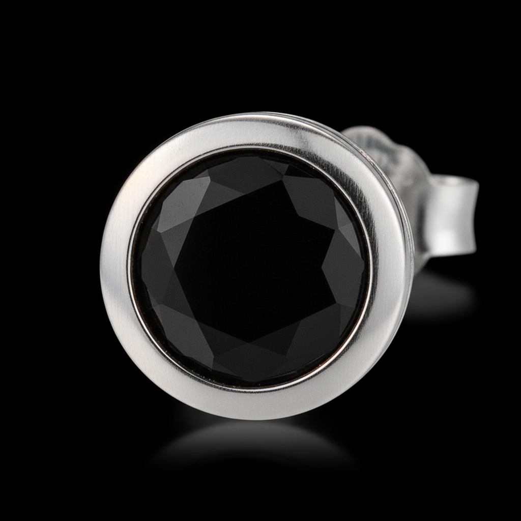 Black Onyx Studs macro detail