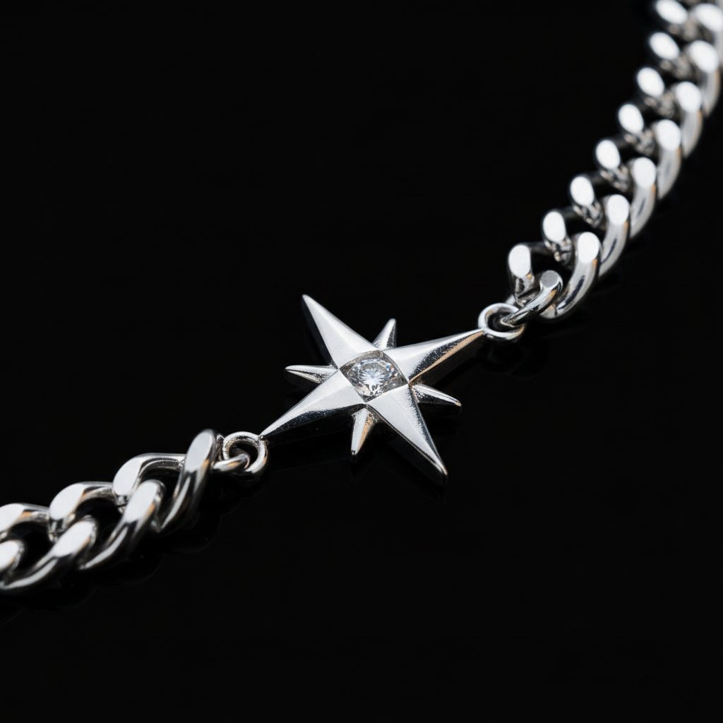Eight Point Star Necklace macro detail