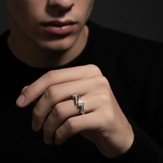 Lightning Bolt Ring worn