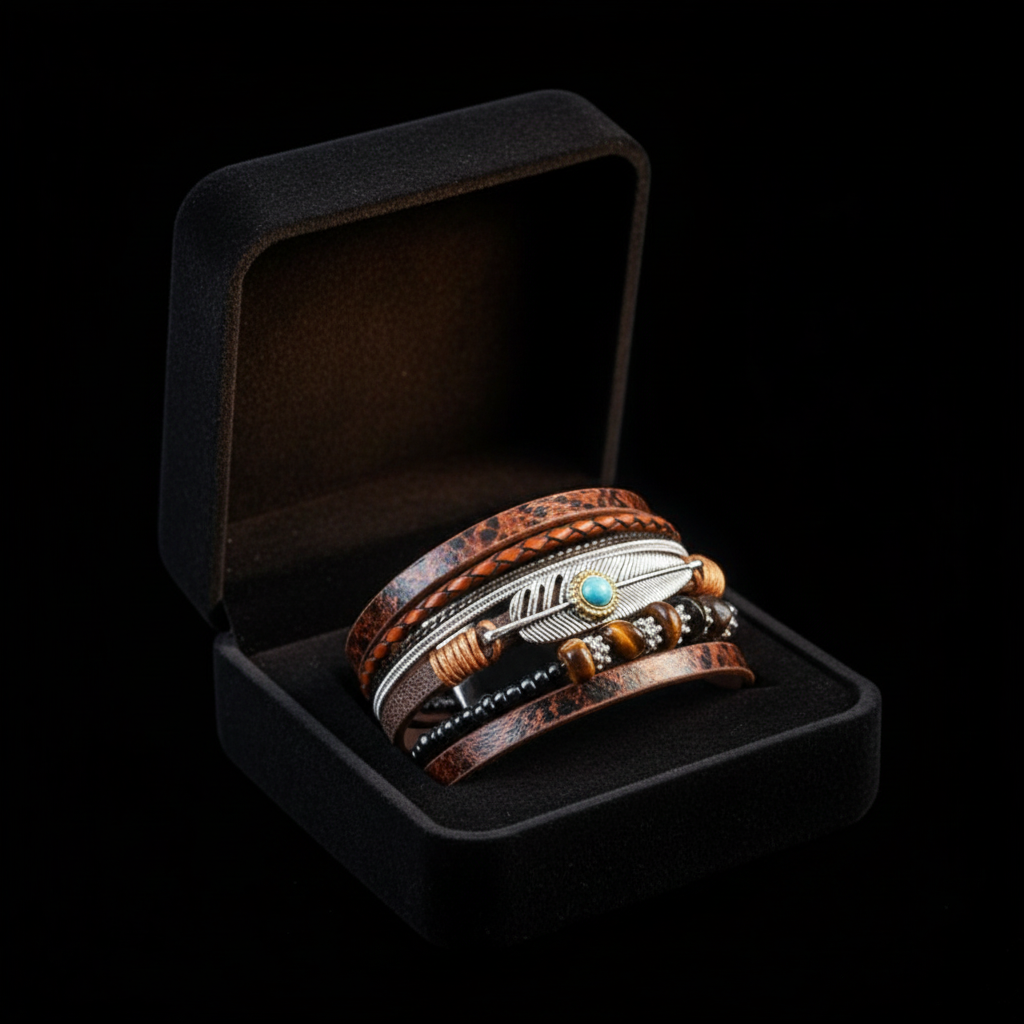 Vintage Feather Bracelet gift box packaging
