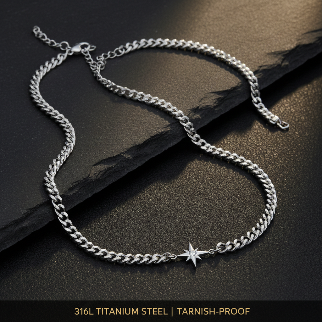 Eight Point Star Necklace material 316L titanium steel