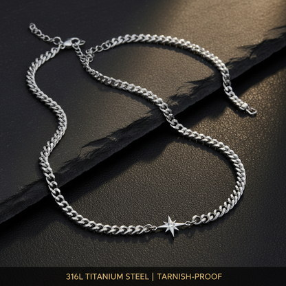 Eight Point Star Necklace material 316L titanium steel
