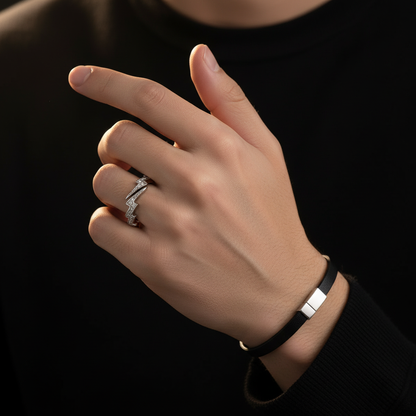 Lightning Bolt Ring styled with layered jewelry