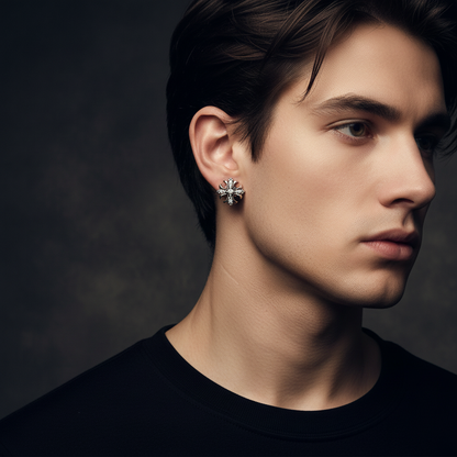 Pave Cross Studs worn on ear