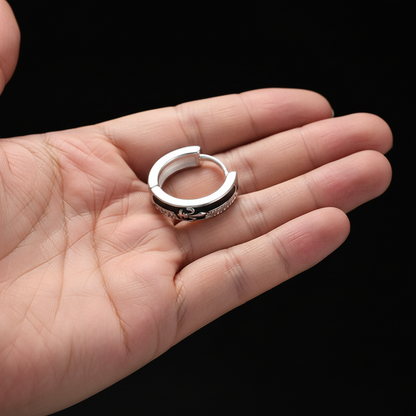 Knight Hoop Earrings size reference on palm