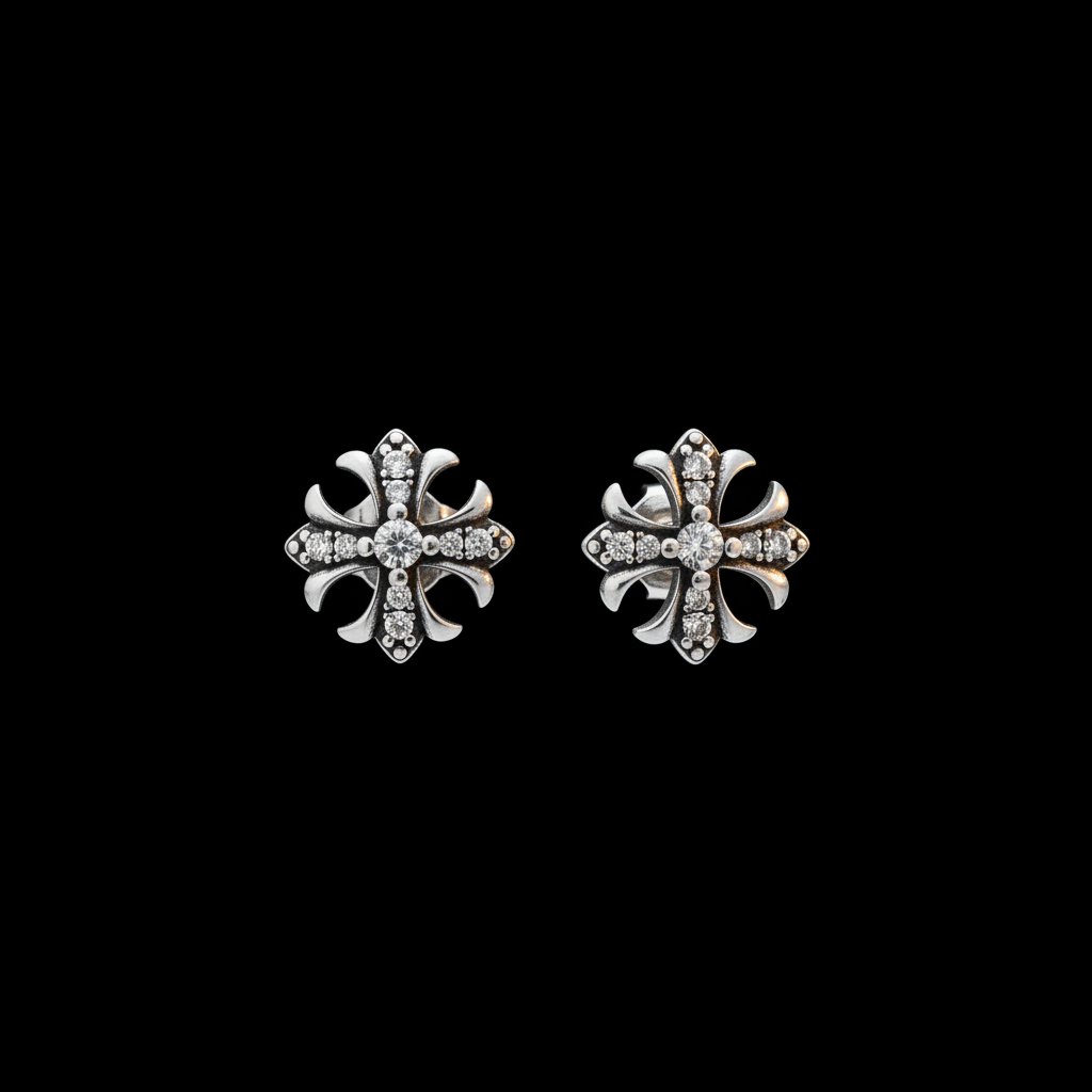 Pave Cross Studs macro detail