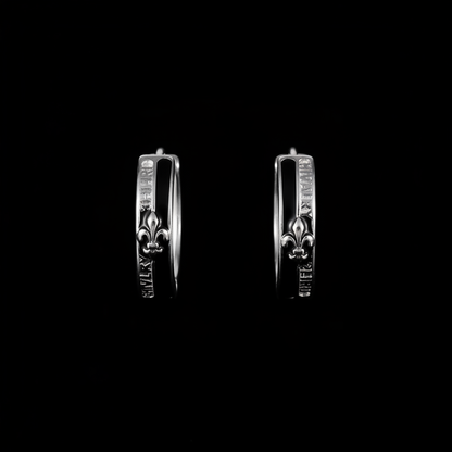 Knight Hoop Earrings main image, pure black background