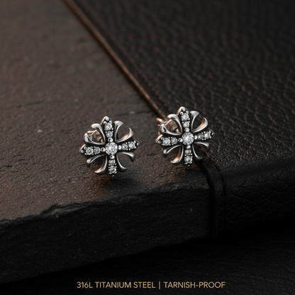 Pave Cross Studs material 316L titanium steel