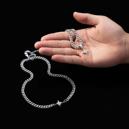 Eight Point Star Necklace size reference