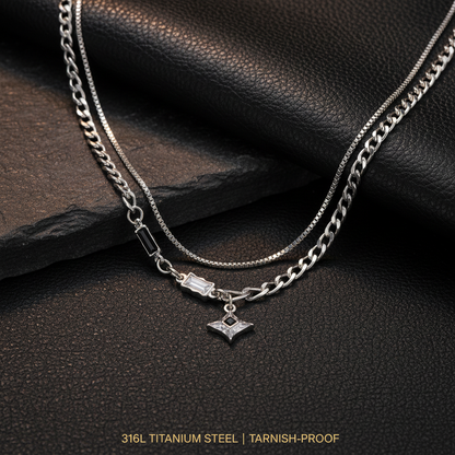 Layered Star Necklace material 316L titanium steel