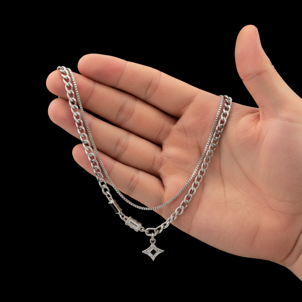Layered Star Necklace size reference