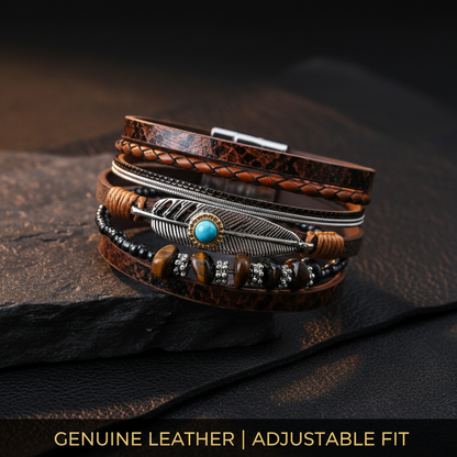 Vintage Feather Bracelet material genuine leather
