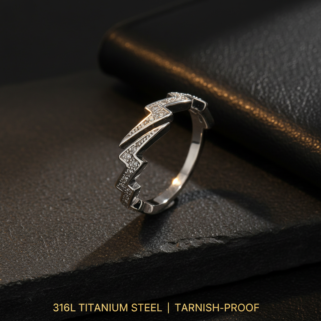 Lightning Bolt Ring material 316L titanium steel