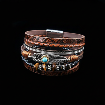 Vintage Feather Bracelet main image, pure black background