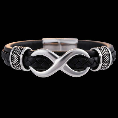 Infinity Leather Bracelet macro detail