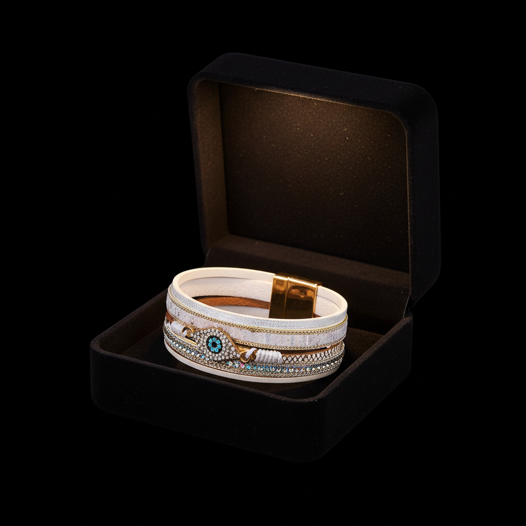 Evil Eye Leather Bracelet gift box packaging