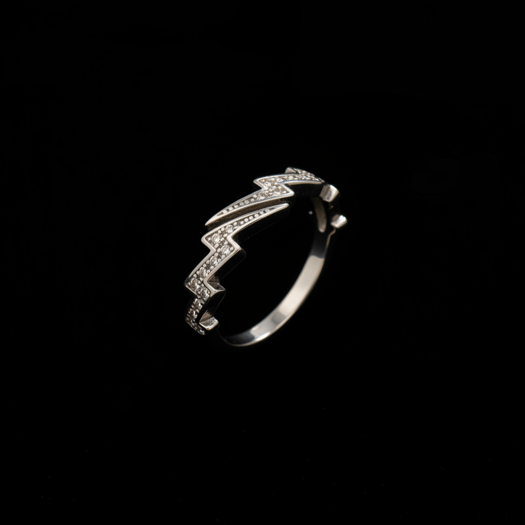 Lightning Bolt Ring main image, pure black background