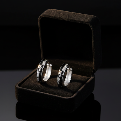 Knight Hoop Earrings in black velvet gift box